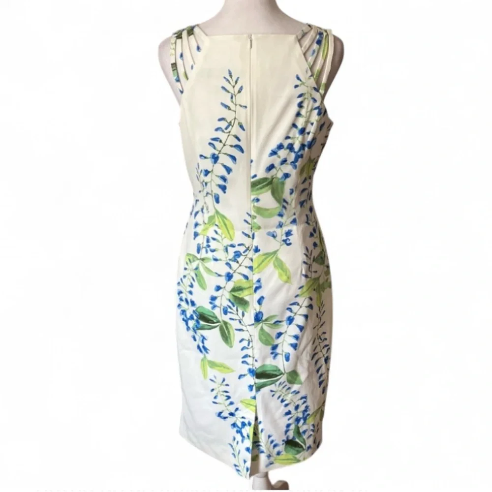 Karen Millen White Ivory Floral Wisteria Print Strappy Sheath Dress size 8 - Picture 3 of 11